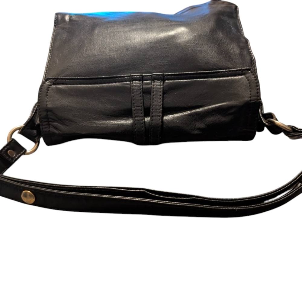 Vintage 1950's  Dofan Made In France  Black Leather Shoulder Purse Medium - Picture 6 of 16